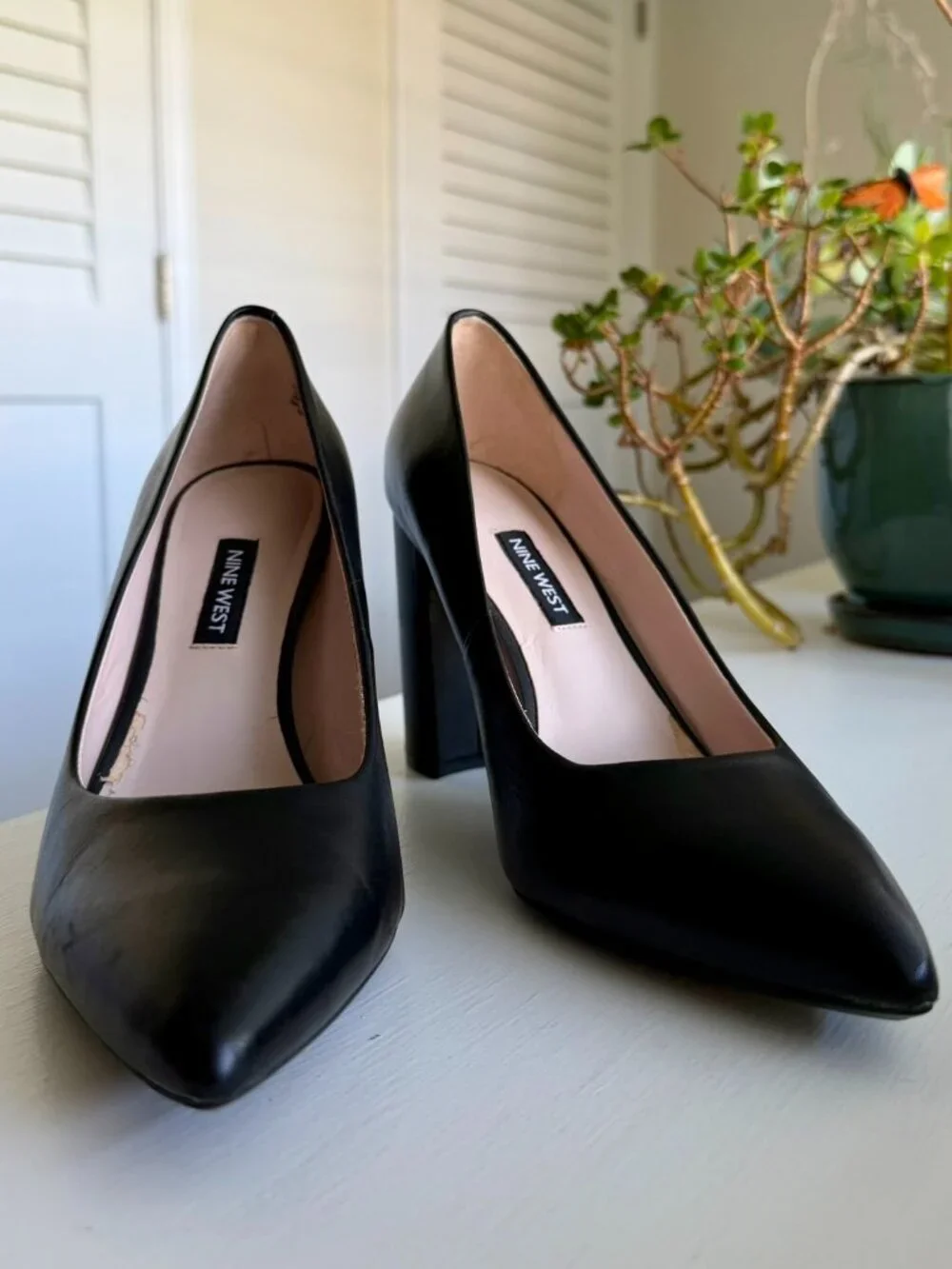 Nine West Astoria 9x9 Block Heel Pumps, Black Size 7M, Classic and Comfy